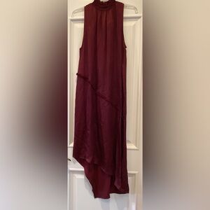 York Street Dress Size Small Wine Red High Neck Asymmetrical Hem Sleeveless